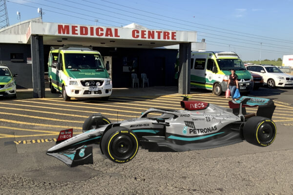 Placing a Formula 1 car outside the medical centre at Sydney Motorsport Park